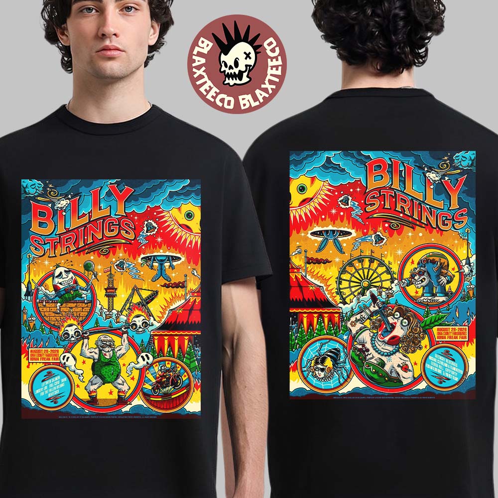 Billy Strings Ionia Freak Fair 2026 Night 1 And 2 Combined Poster Set Ionia MI August 28 29 2026 Two Sided T-Shirt