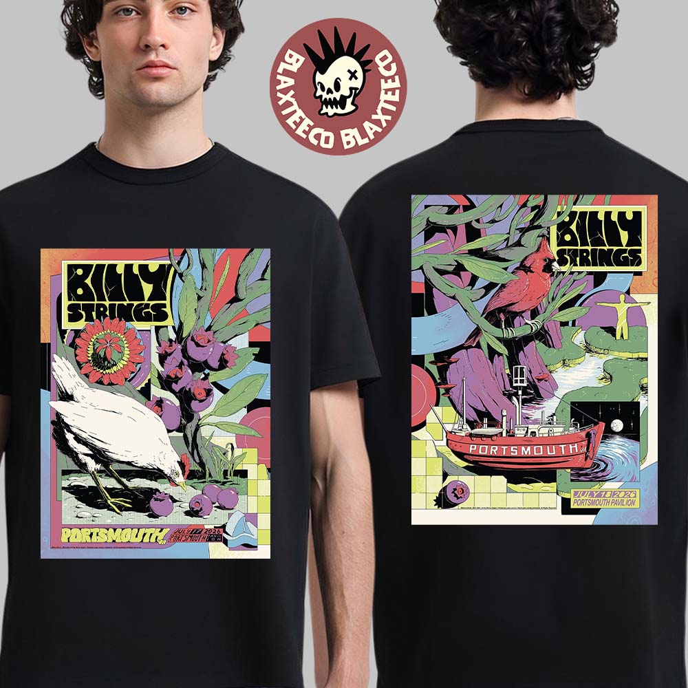 Billy Strings Portsmouth Virginia 2026 Night 1 And 2 Combined Set Event Poster At Porstsmouth Pavilion On July 17 And 18 2026 Two Sided T-Shirt