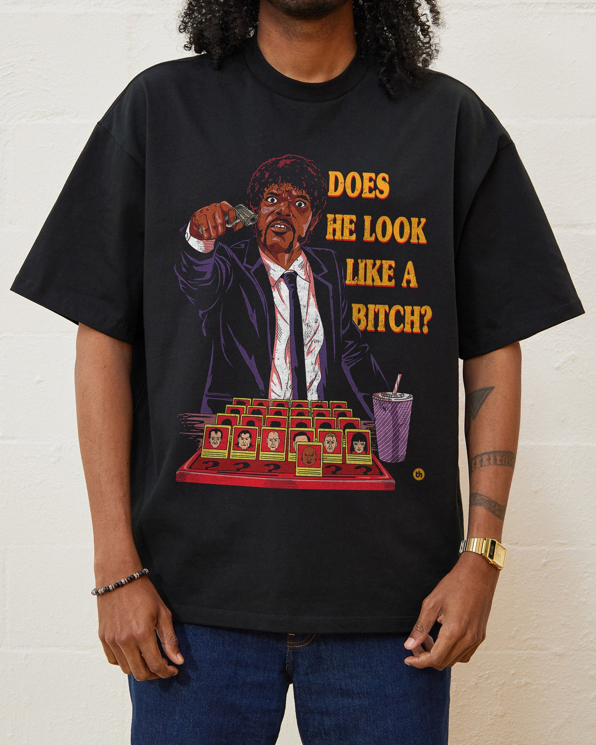 Does He Look Like a Bitch Oversized Tee Unisex