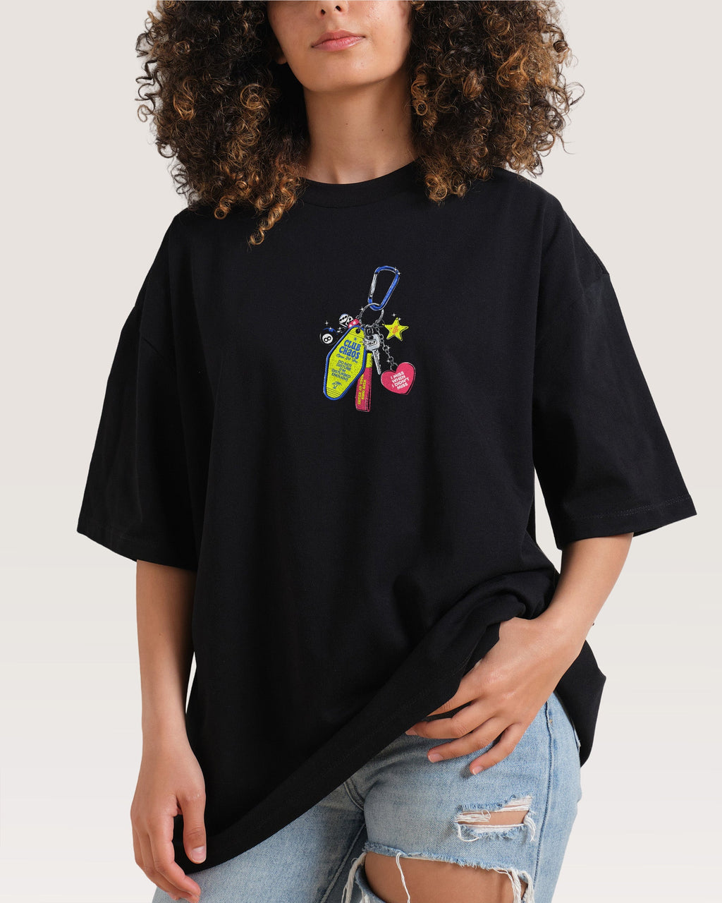 Club Chaos Key Chain Oversized Tee Unisex
