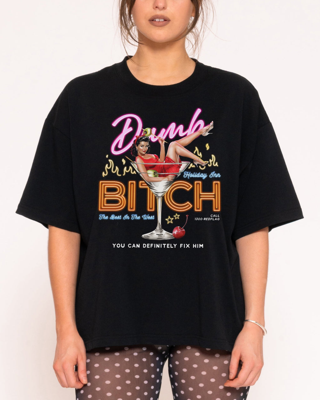 Dumb Bitch Hotel Boxy Crop Tee Unisex