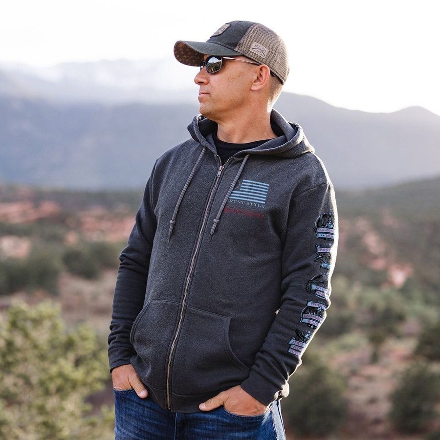 Constitution Patch Full-Zip Hoodie - Dark Heather Gray