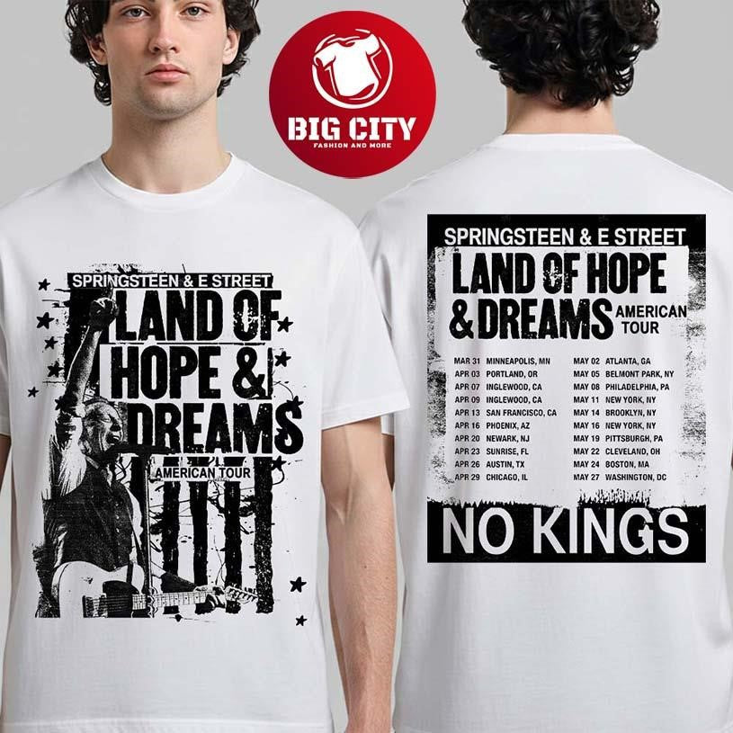 Bruce Springsteen And E Street Band Land Of Hope And Dreams American Tour 2026 Two Sided Shirt