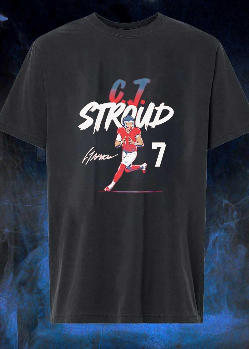 CJ Stroud Autograph Running Football Player Houston Texans shirt