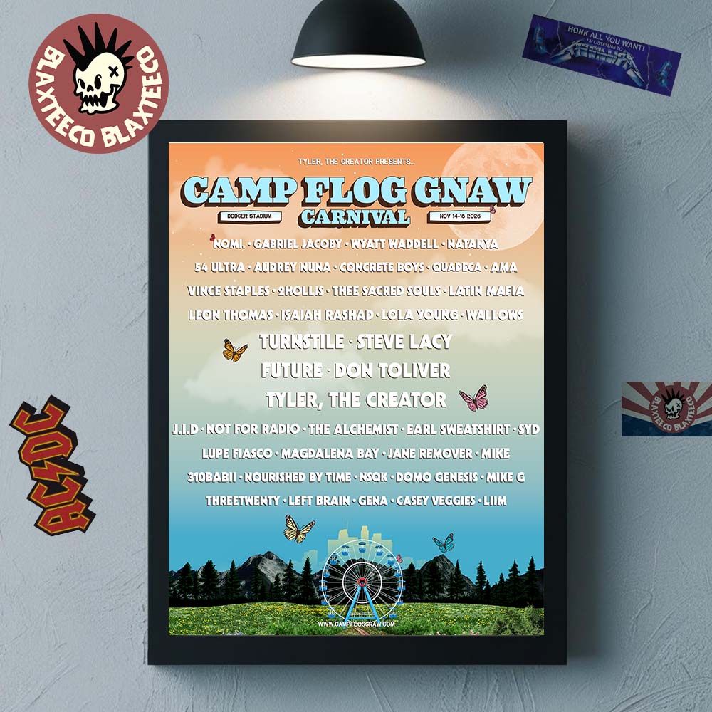 Camp Flog Gnaw Carnival 2026 Lineup Poster In Los Angeles California At Dodger Stadium On November 14-15 2026 Home Decor Poster Canvas