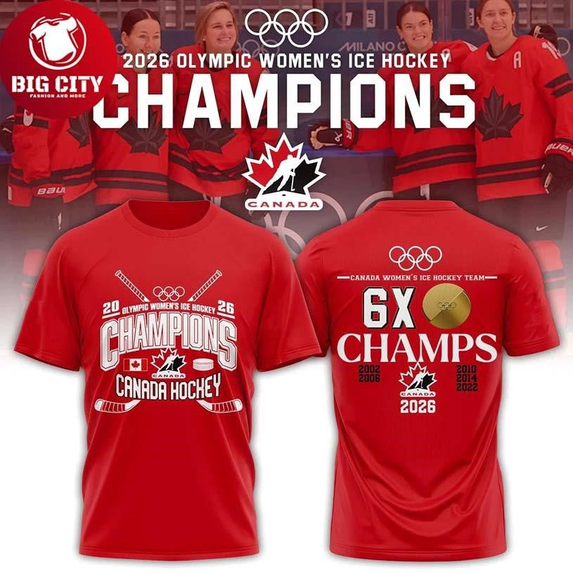 Canada Hockey2026 Olympic Champions Women Ice Hockey Red Two Sided Shirt Unisex