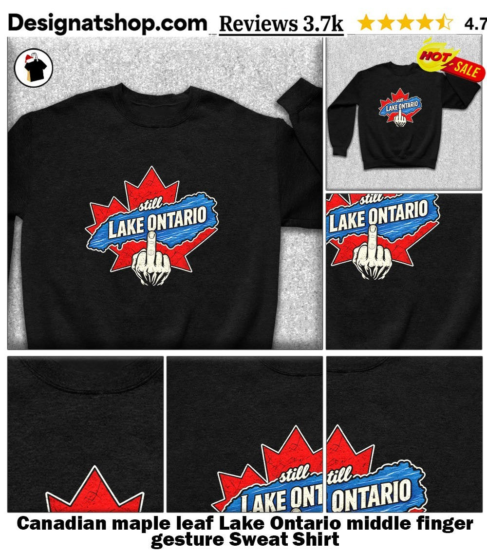 Canadian maple leaf Lake Ontario middle finger gesture shirt