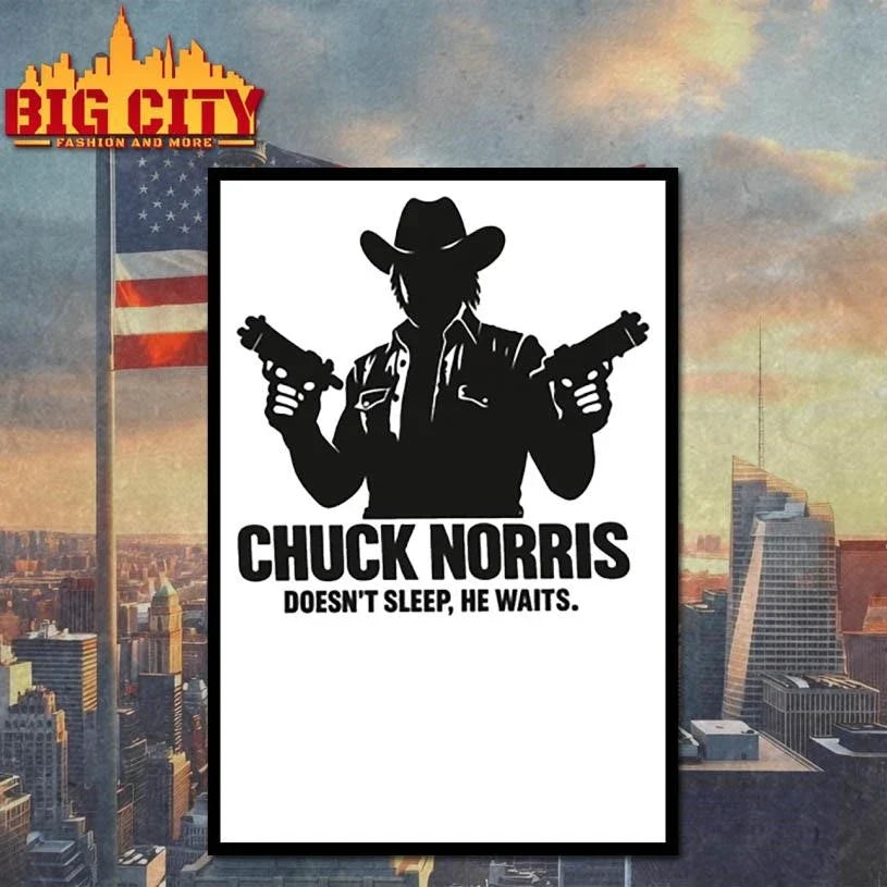 Chuck Norris He Doesnt Sleep He Waits Vintage Shirt Unisex