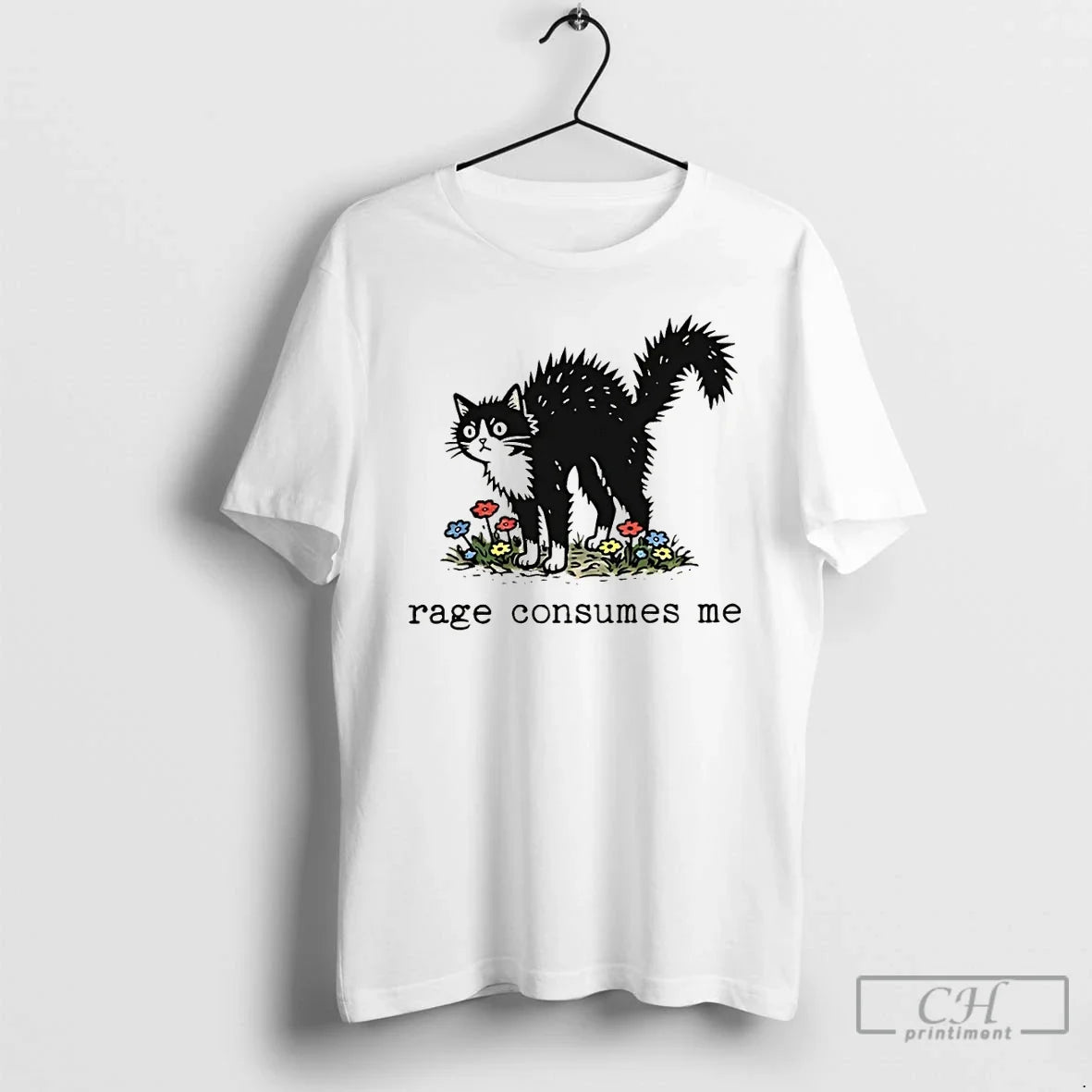 Classic Angry Tuxedo Cat Rage Consumes Me Vintage Unisex