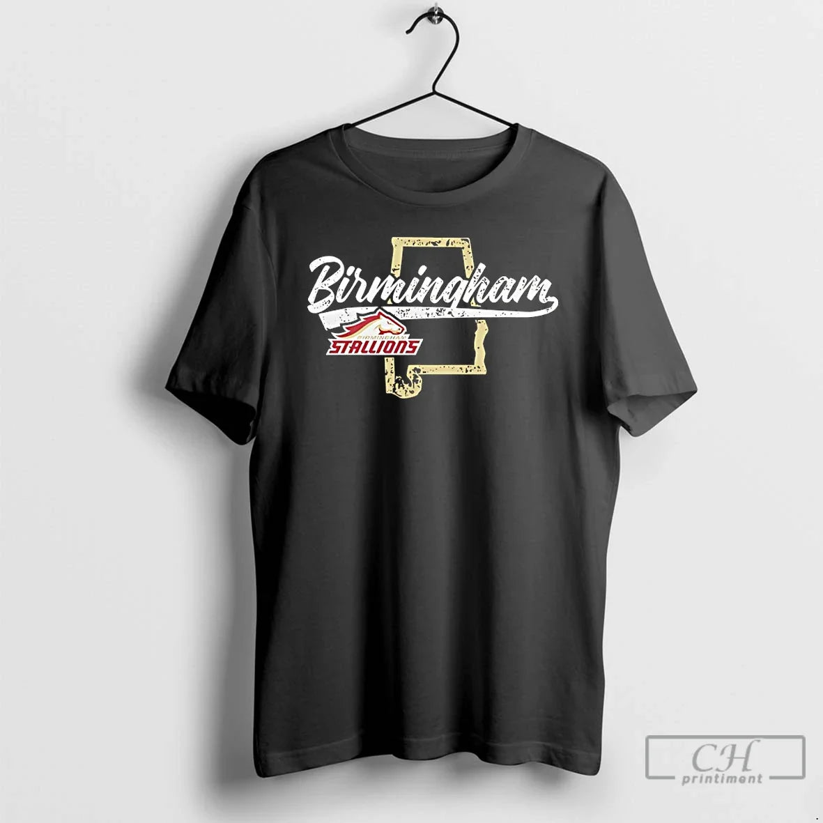 Classic Birmingham Stallions Football Logo State Map Unisex