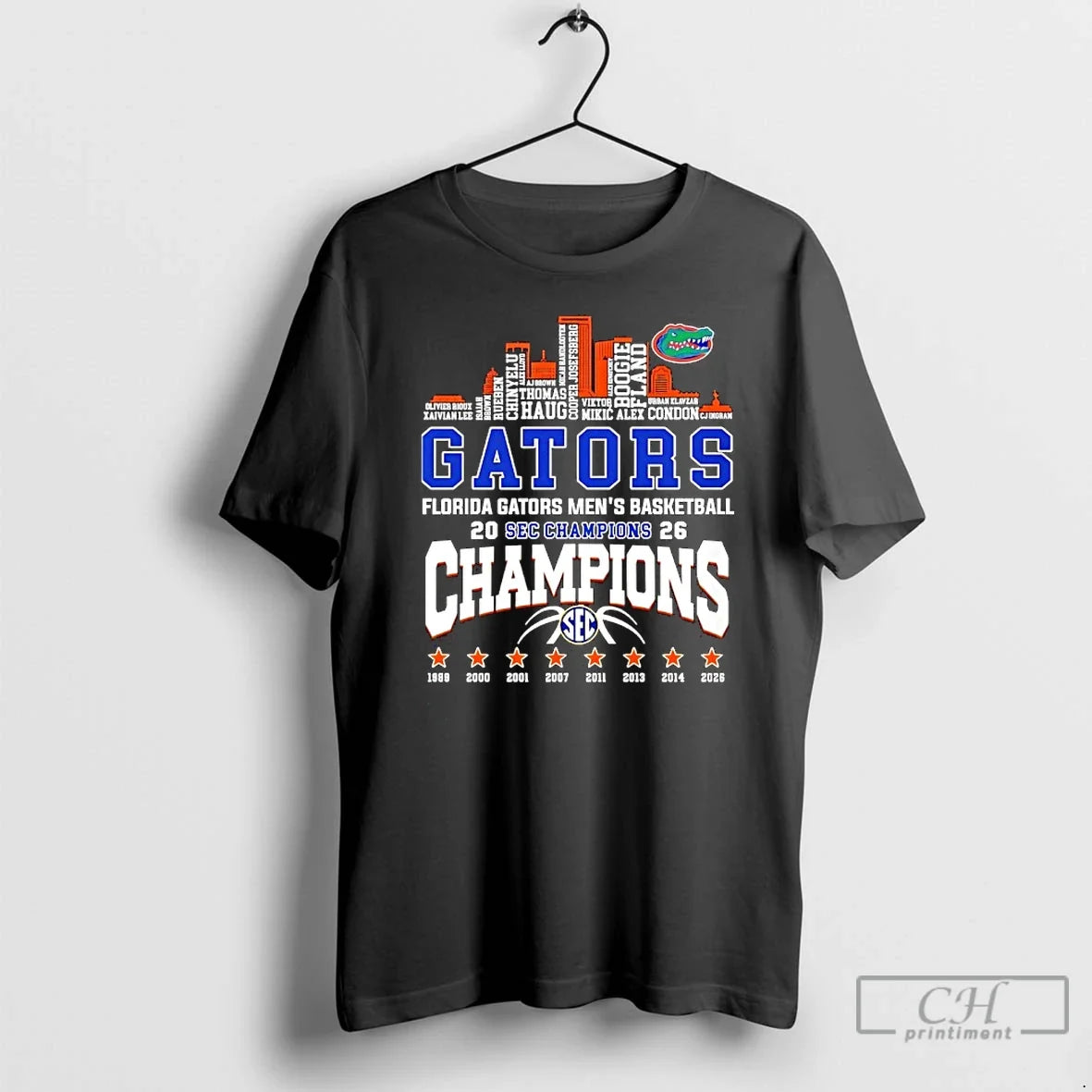 Classic Florida Gators Mens Basketball 2026 Sec Champions Players Names City Skyline T Shirts Sweater
