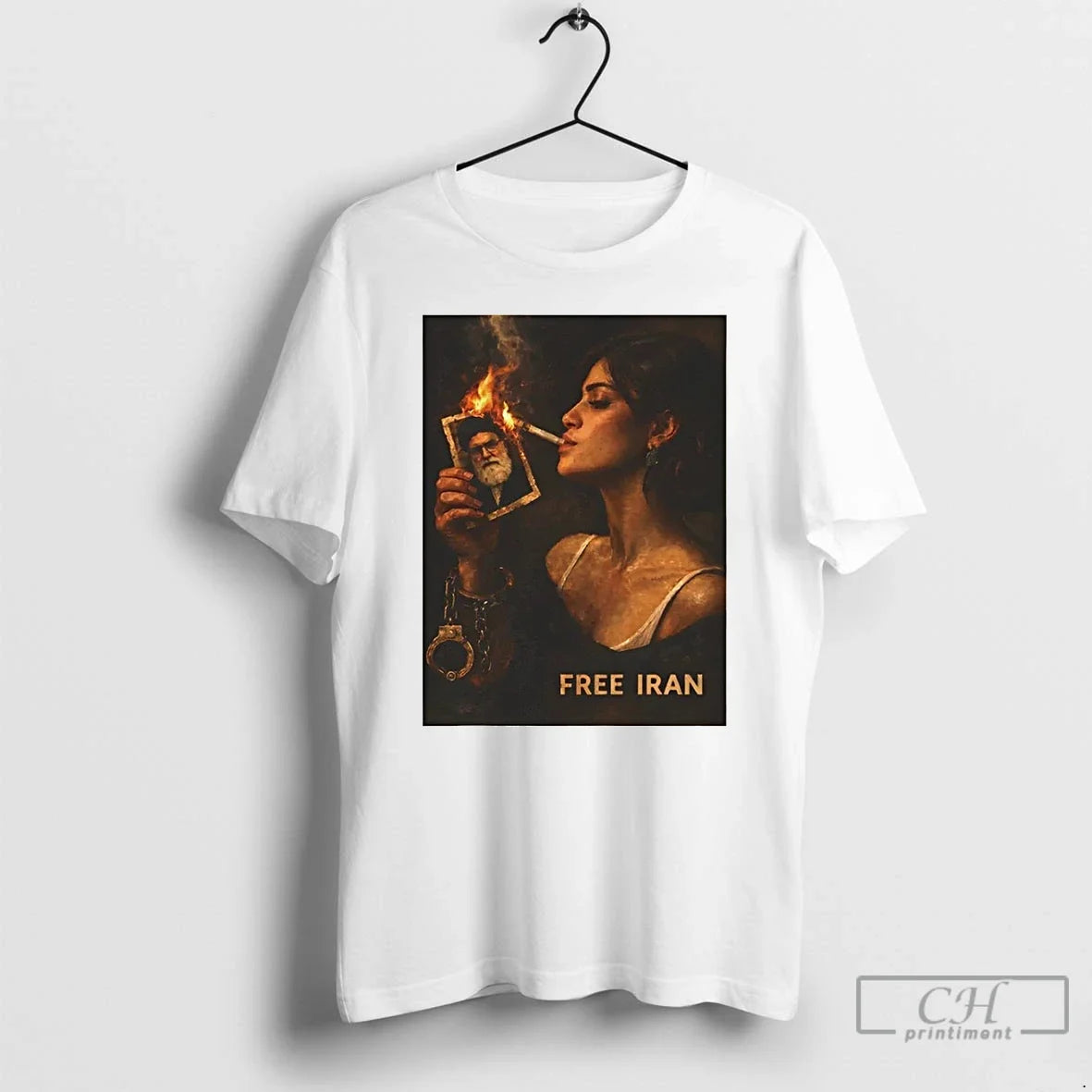 Classic Free Iran Support Graphic Woman Smoking Ali Khamenei Photo Unisex