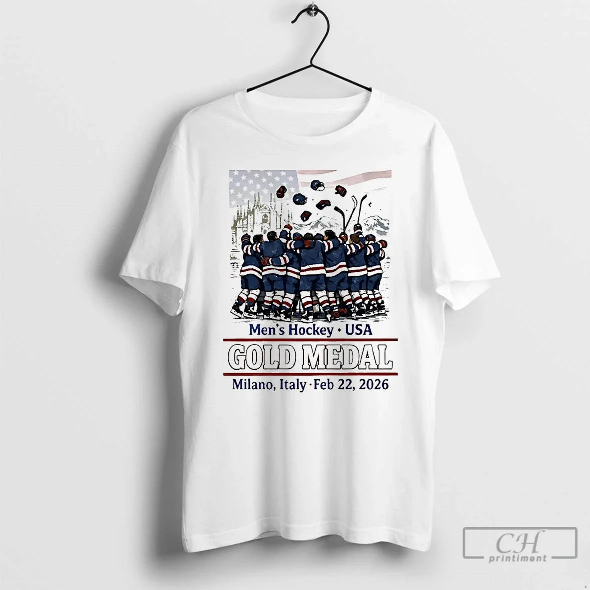 Classic Mens Hockey Usa Gold Medal Gold In Milan Usa Unisex