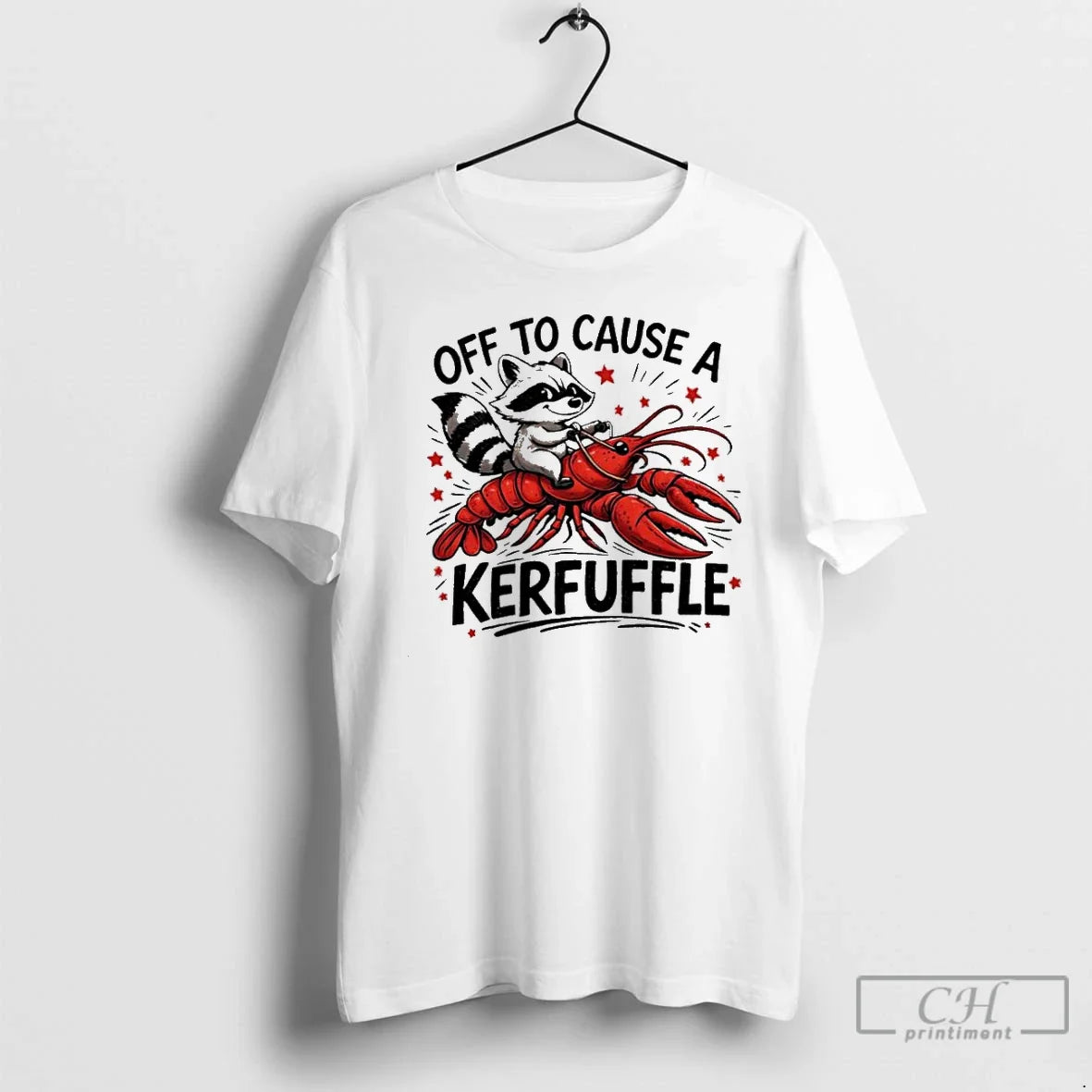 Classic Off To Cause A Kerfuffle Raccoon Crawfish Cajun Graphic Unisex