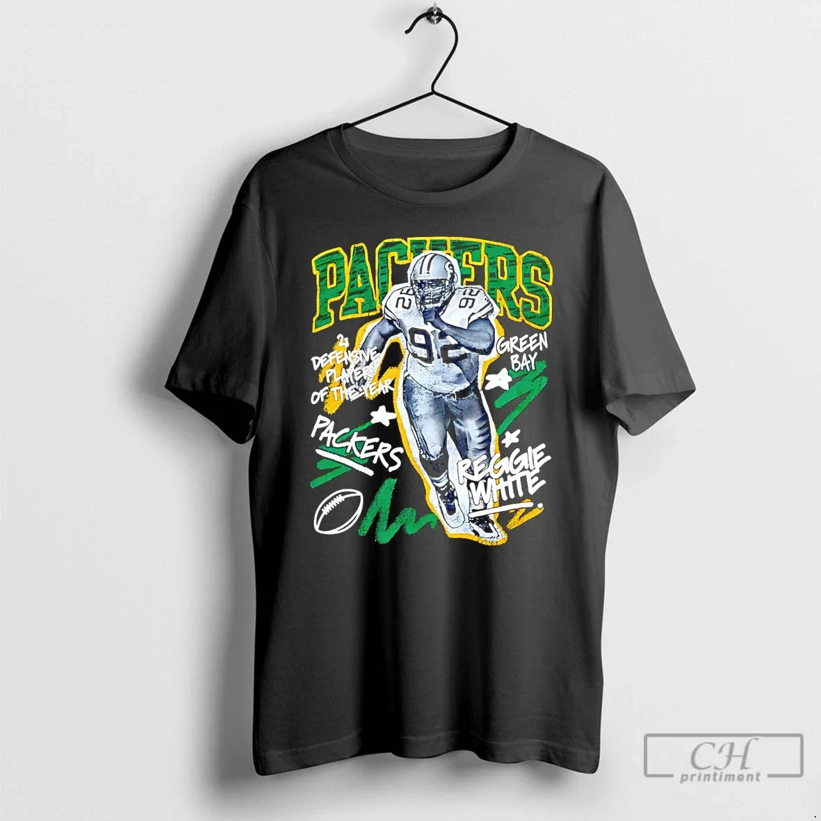 Classic Reggie White Green Bay Packers Chalked Up Player Paint Unisex