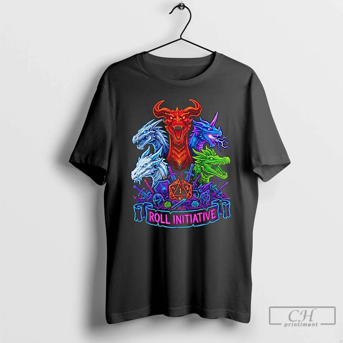 Classic Roll Initiative Chromatic Dragons Neon Unisex