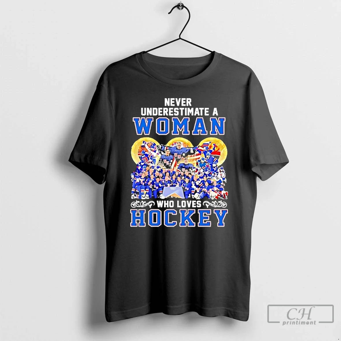 Classic Usa Women Hockey Never Underestimate A Woman Who Loves Hockey Graphic T Shirts Sweater