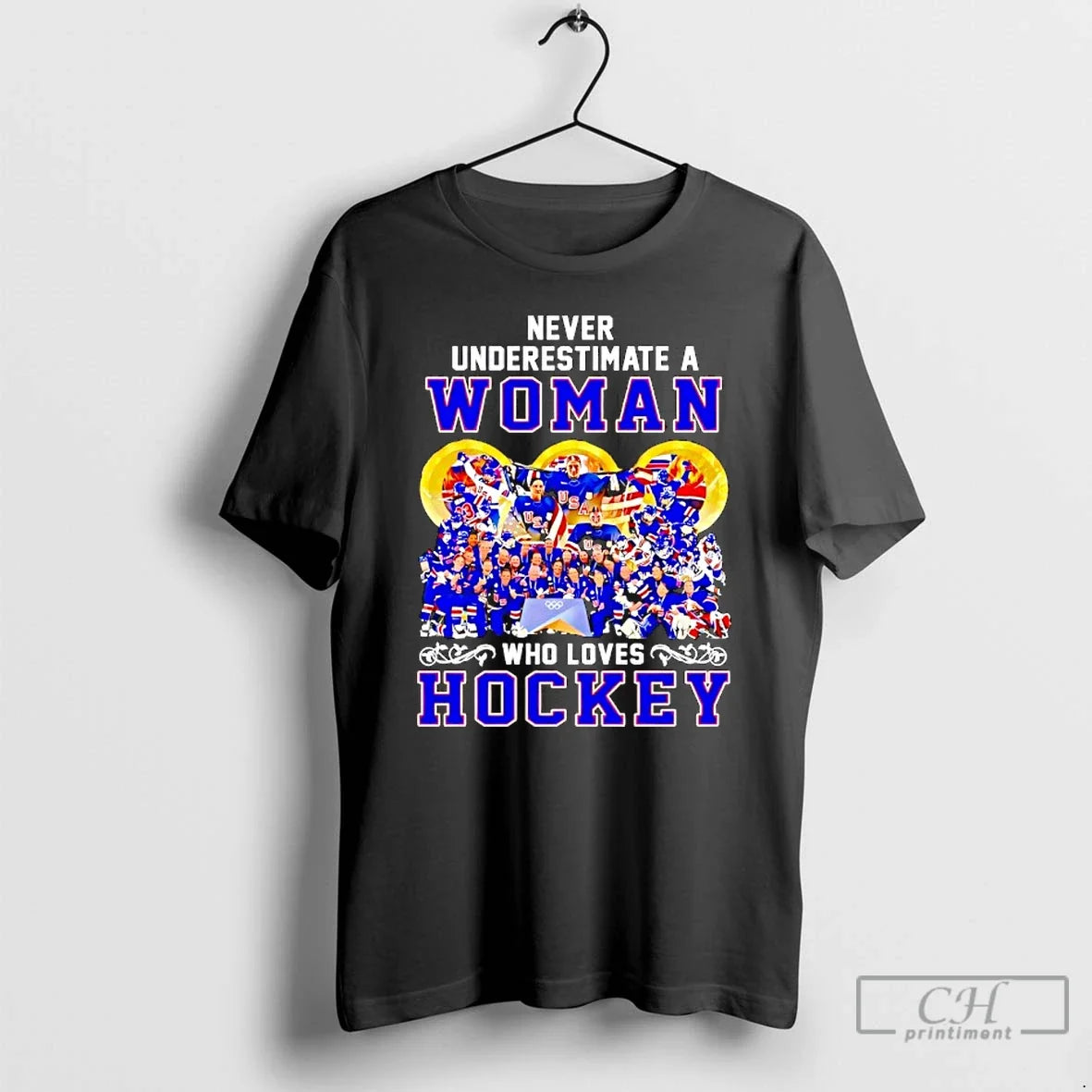 Classic Usa Women Hockey Never Underestimate A Woman 6 Who Loves Hockey Graphic T Shirts Unisex