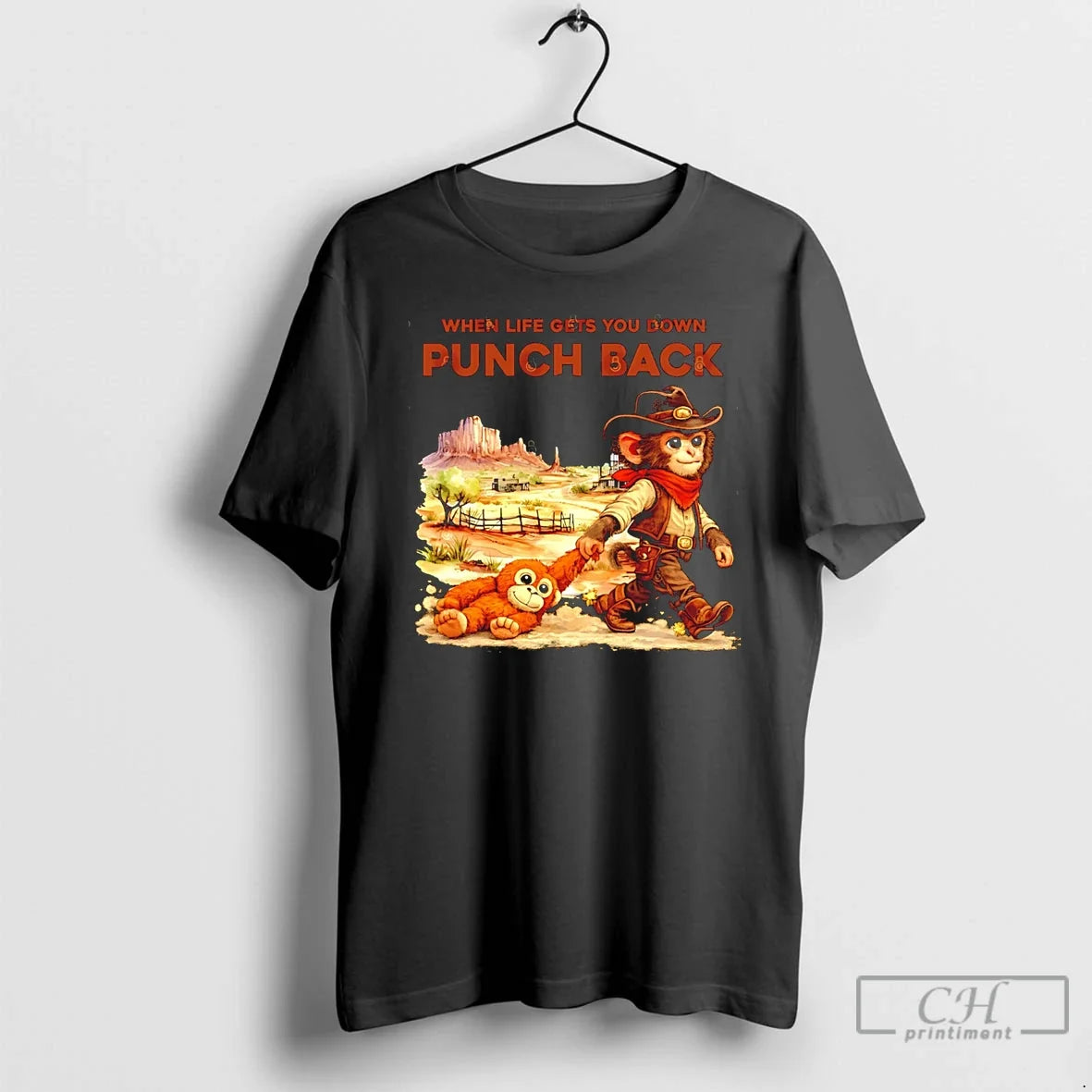 Classic Western Baby Monkey Punch Graphic Unisex