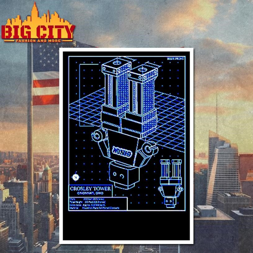 Crosley Tower Blueprint Shirt Unisex