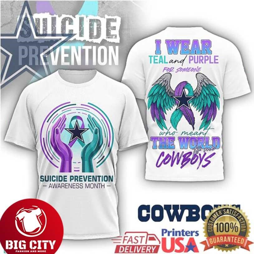 Dallas Cowboys Suicide Prevention Awareness Teal and Purple Two Sided Shirt Unisex