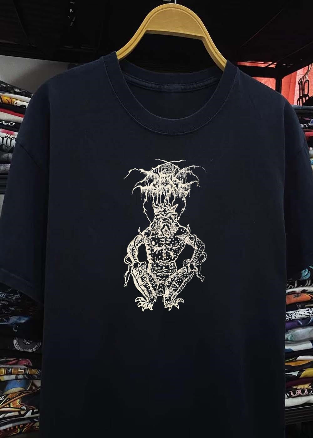 Darkthrone Band Logo Featuring Horned Demon Illustration T-Shirt