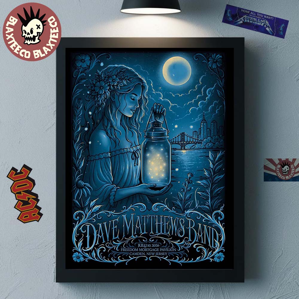 Dave Matthews Band Camden New Jersey 2026 Day 1 Gig Poster Freedom Mortgage Pavilion July 10 2026 Home Decor Poster Canvas