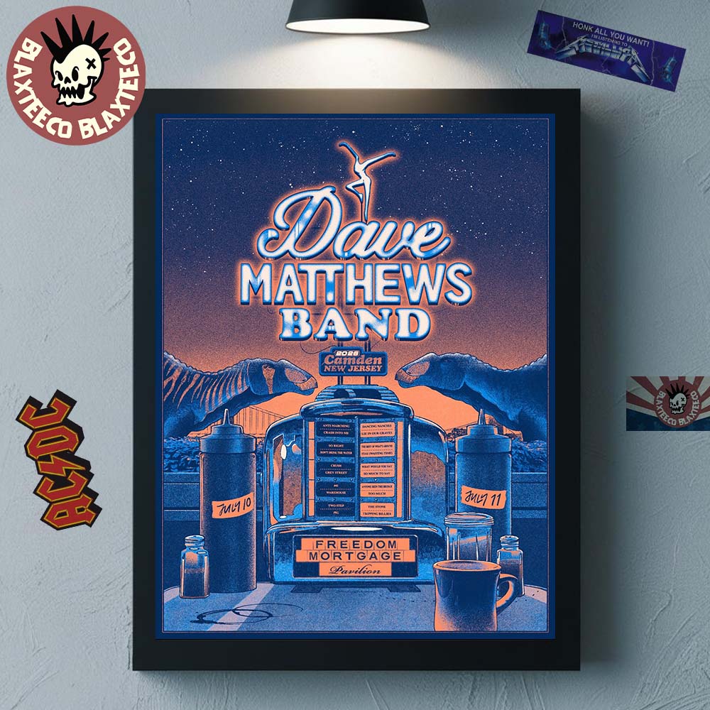 Dave Matthews Band Camden New Jersey 2026 Venue Poster At Freedom Mortgage Pavilion On July 10 And 11 2026 Home Decor Poster Canvas