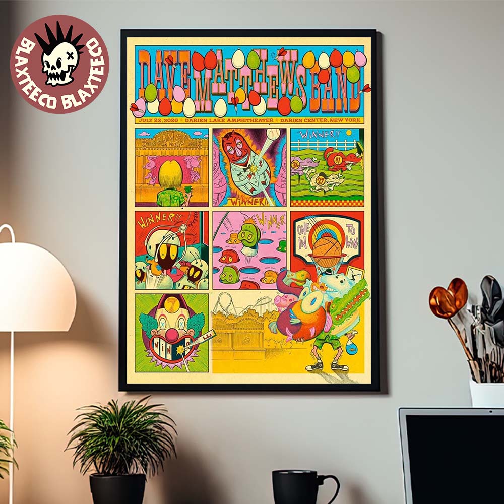 Dave Matthews Band Darien Center New York 2026 Gig Poster At Darien Lake Amphitheater On July 22 2026 Decor Poster Canvas