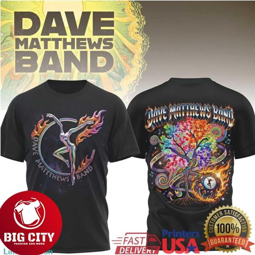 Dave Matthews Band Rainbow Tree of Life Fire Dancer Two Sided Shirt Unisex