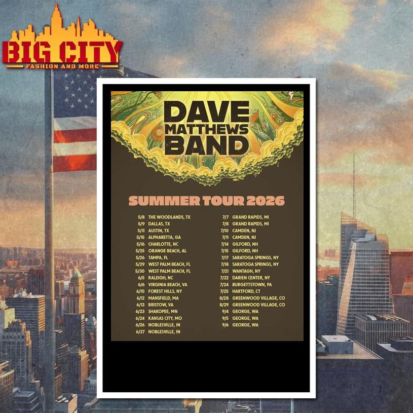 Dave Matthews Band Summer Tour 2026 North America Schedule Dates Wall Decor Poster Shirt Unisex