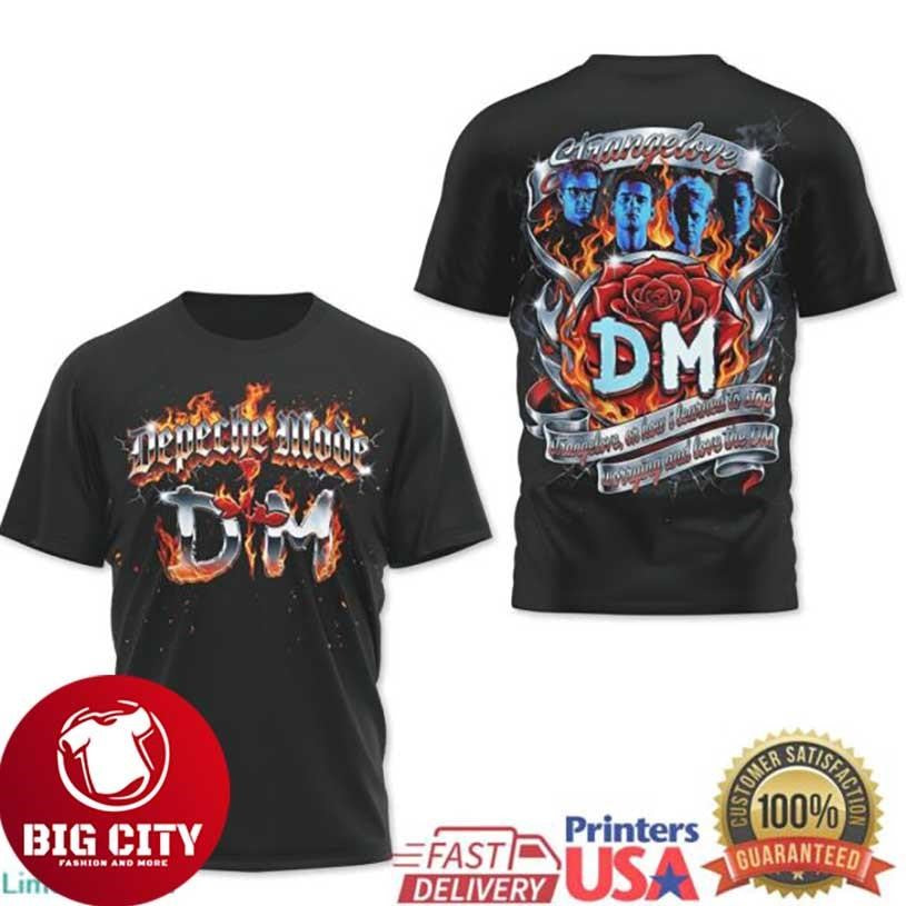 Depeche Mode Strangelove Machine DM Rose Flame Double Sided Band Two Sided Shirt Unisex