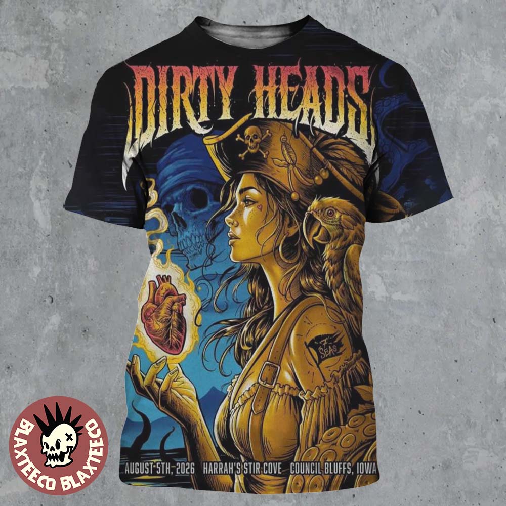 Dirty Heads Council Bluffs Iowa 2026 Exclusive Poster At Harrah’s Stir Cove On August 5 2026 All Over Print Shirt