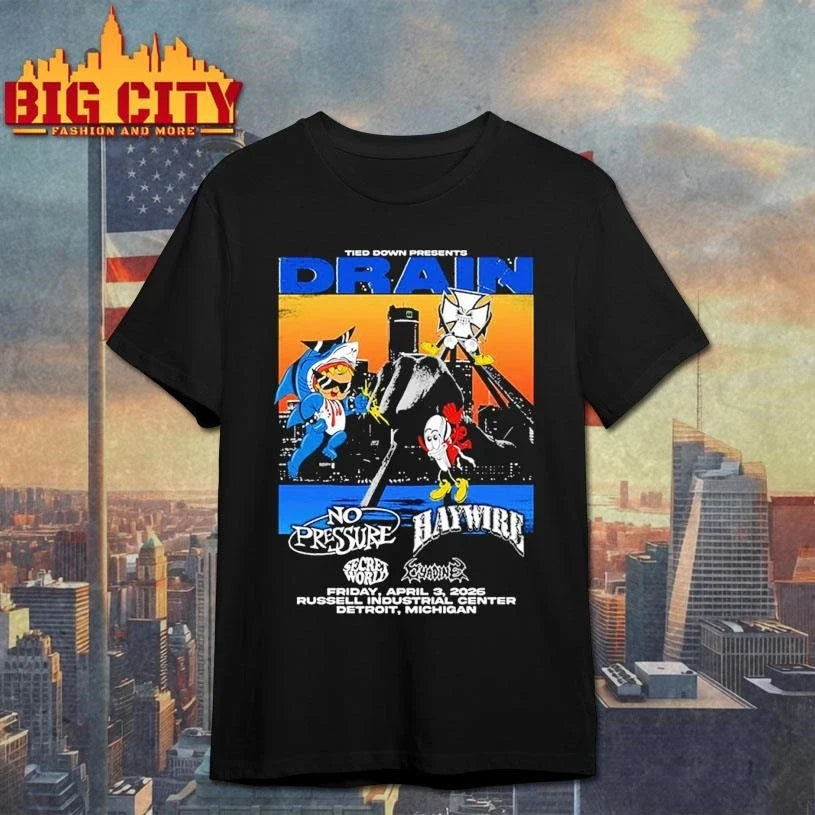 Drain Tied Down Presents At Russell Industrial Center On April 3 2025 Detroit Michigan Shirt