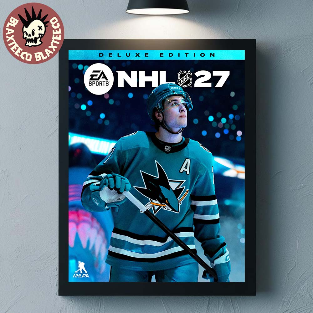 EA Sports NHL 27 Macklin Celebrini San Jose Sharks Cover Athlete Deluxe Edition Home Decor Poster Canvas