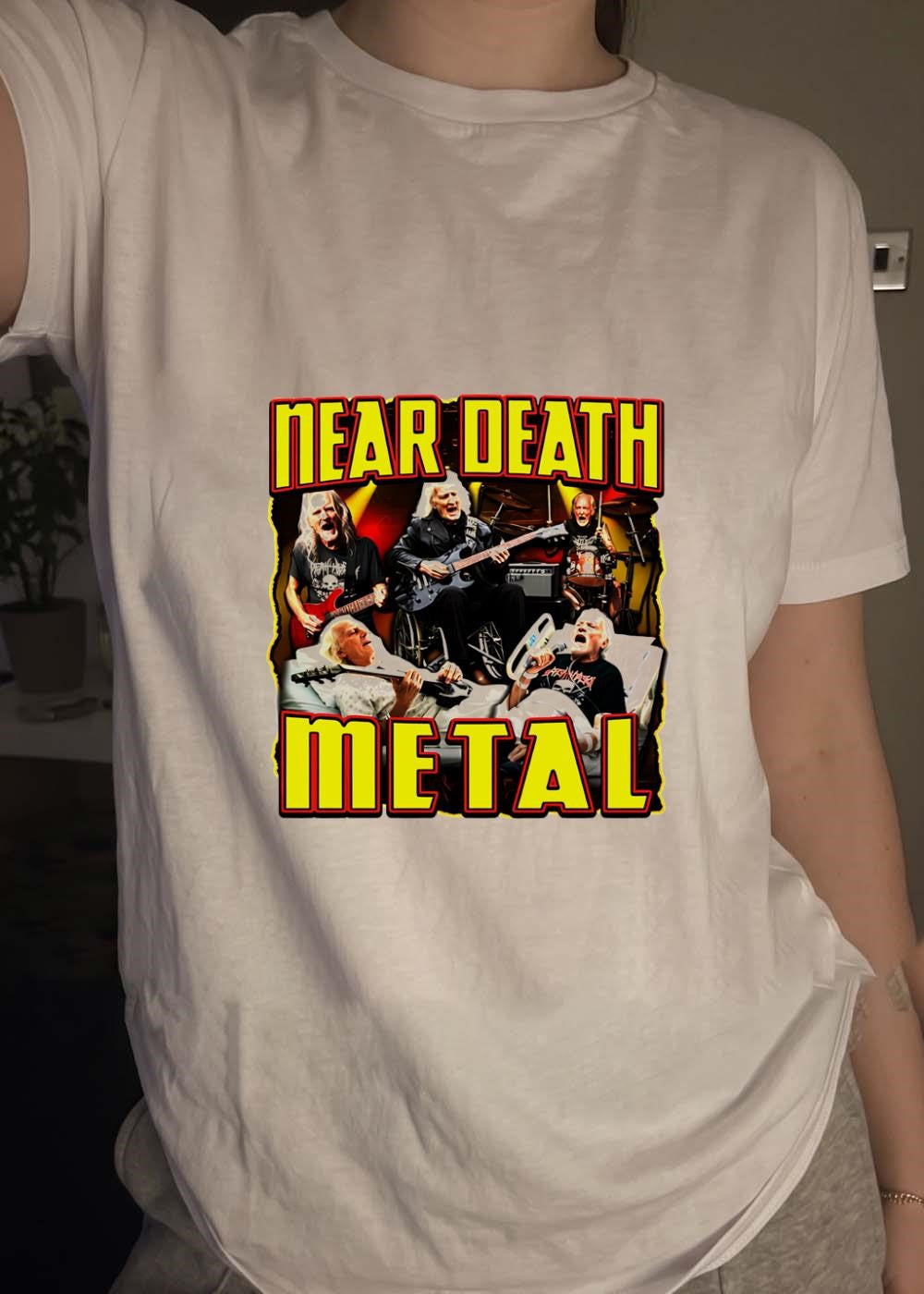 Elderly Rockers Playing Instruments Near Death Metal T-Shirt