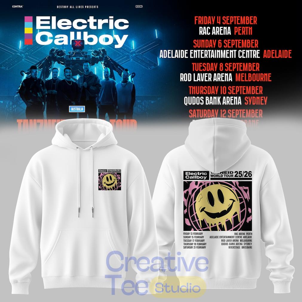Electric Callboy TANZNEID World Tour – Australia 2026 Limited White Tee Hoodie