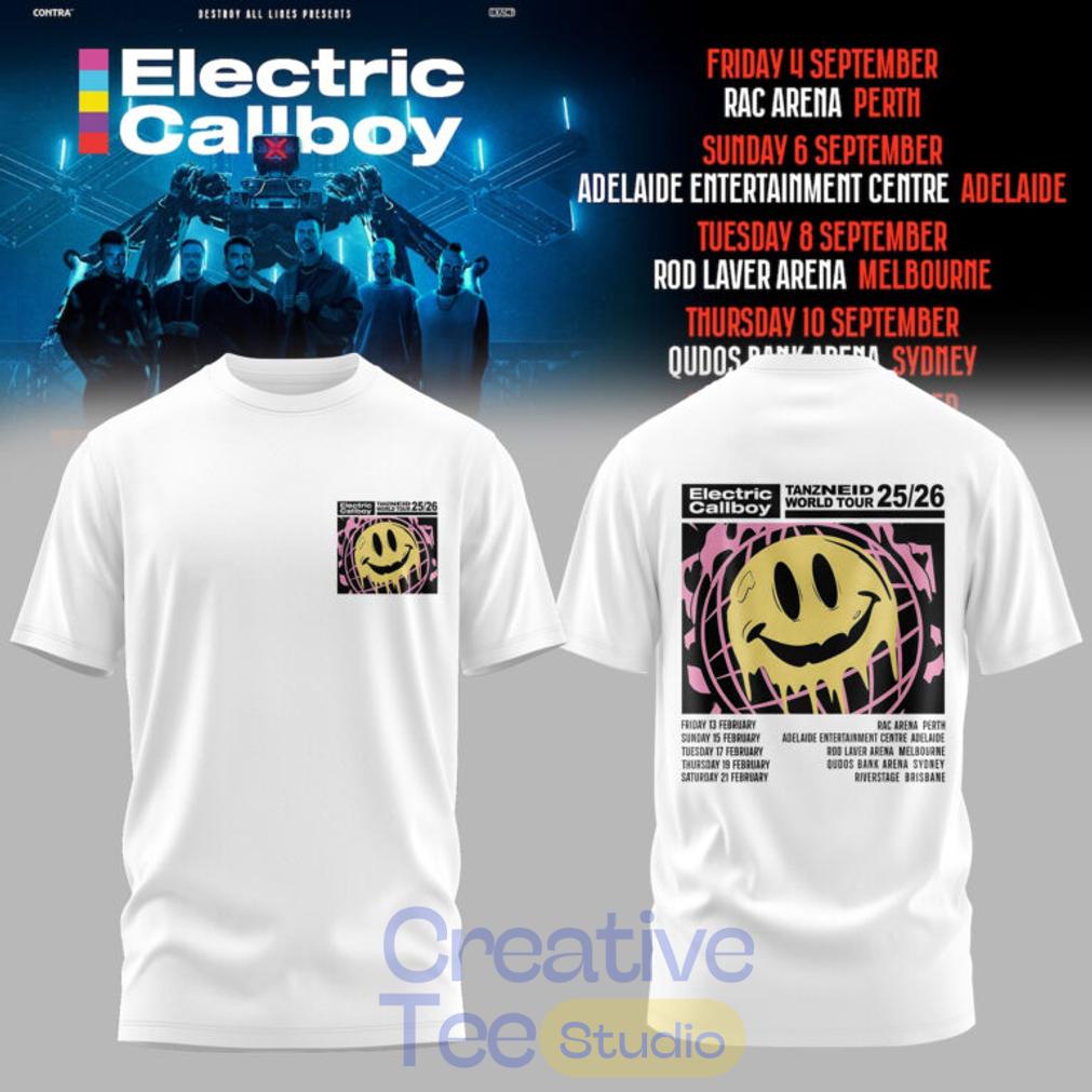 Electric Callboy TANZNEID World Tour – Australia 2026 Limited White Tee Hoodie