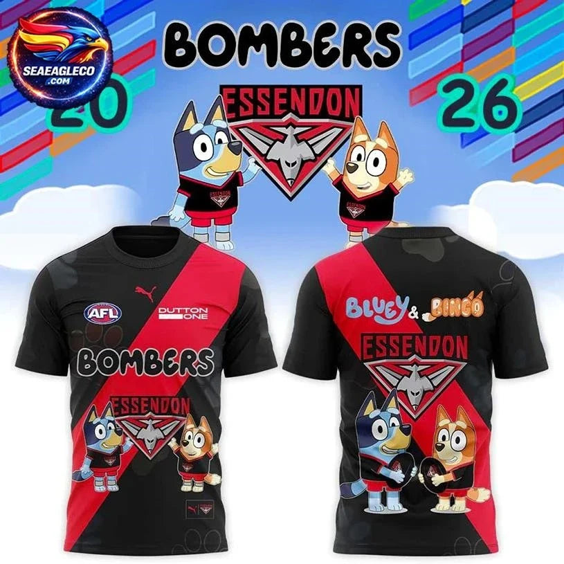 Essendon Bombers ESS x Bluey and Bingo 2026 Two Sided Shirt Unisex