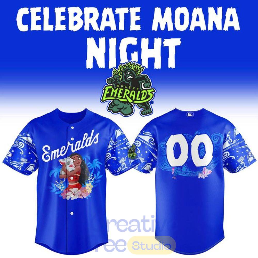 Eugene Emeralds x Moana Night 2026 Royal Blue Baseball Jersey