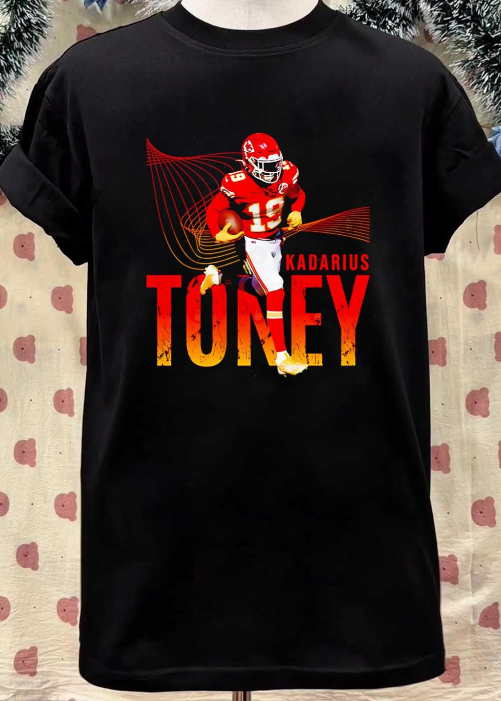 Football Star Running with Ball Kadarius Toney Kansas City Chiefs T-Shirt