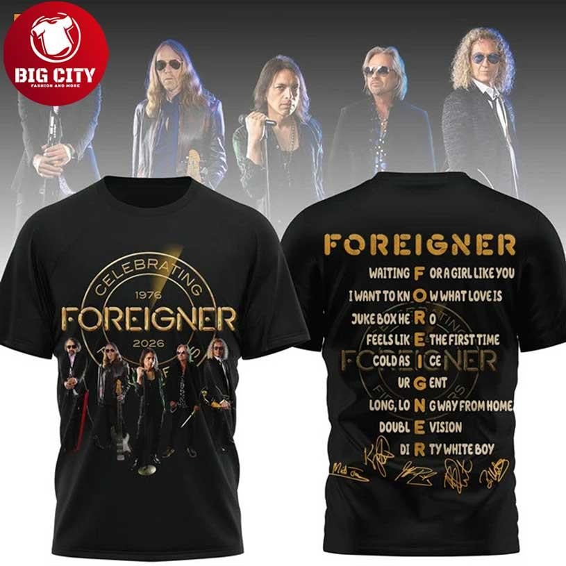 Foreigner Celebrating 2026 Signature Two Sided Shirt Unisex