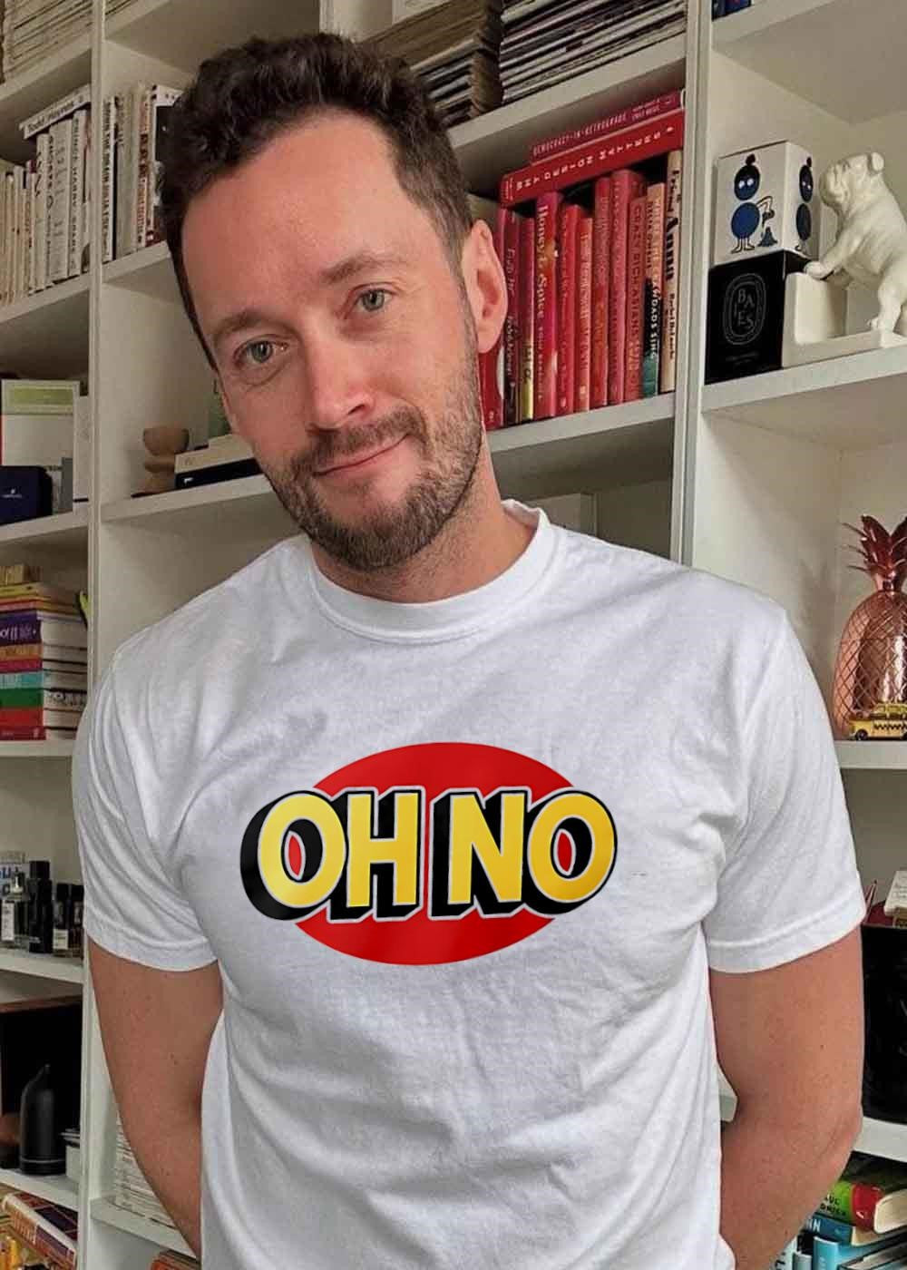 Funny Expression Oh No Red Oval Text T-Shirt