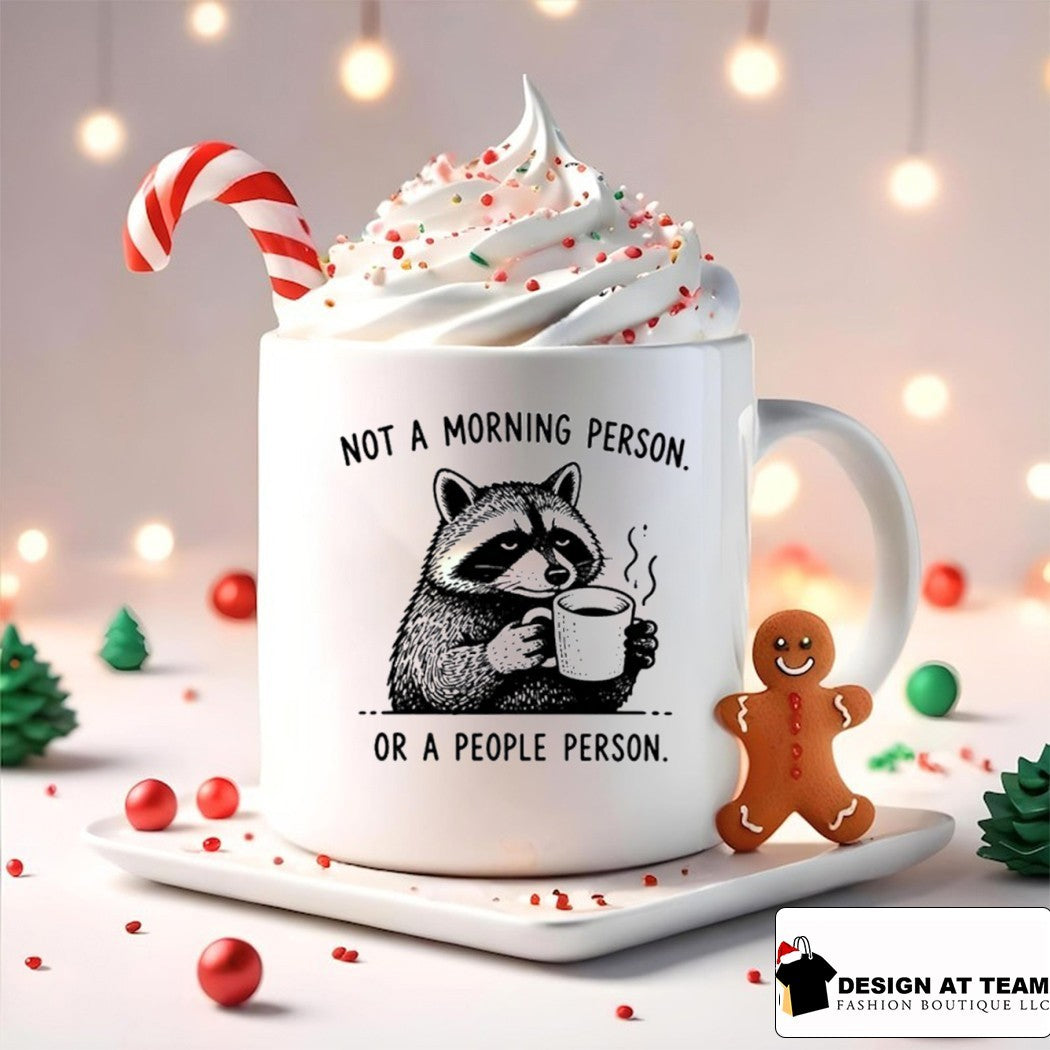 Funny Meme Coffee Raccoon not a morning person or a people person shirt