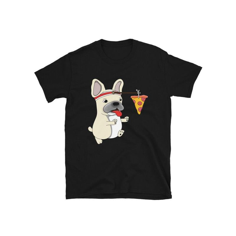 Funny Pug Dog and Pizza Print T-Shirt, 100% Cotton, Casual Crew Neck, Slight Stretch, Knit Fabric, Loose Fit, for Men,...