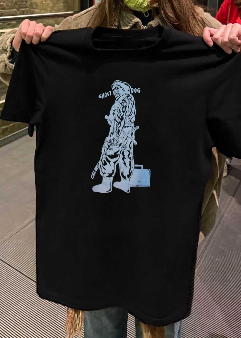 Ghost Dog Samurai Warrior with Sword and Briefcase Graphic T-Shirt