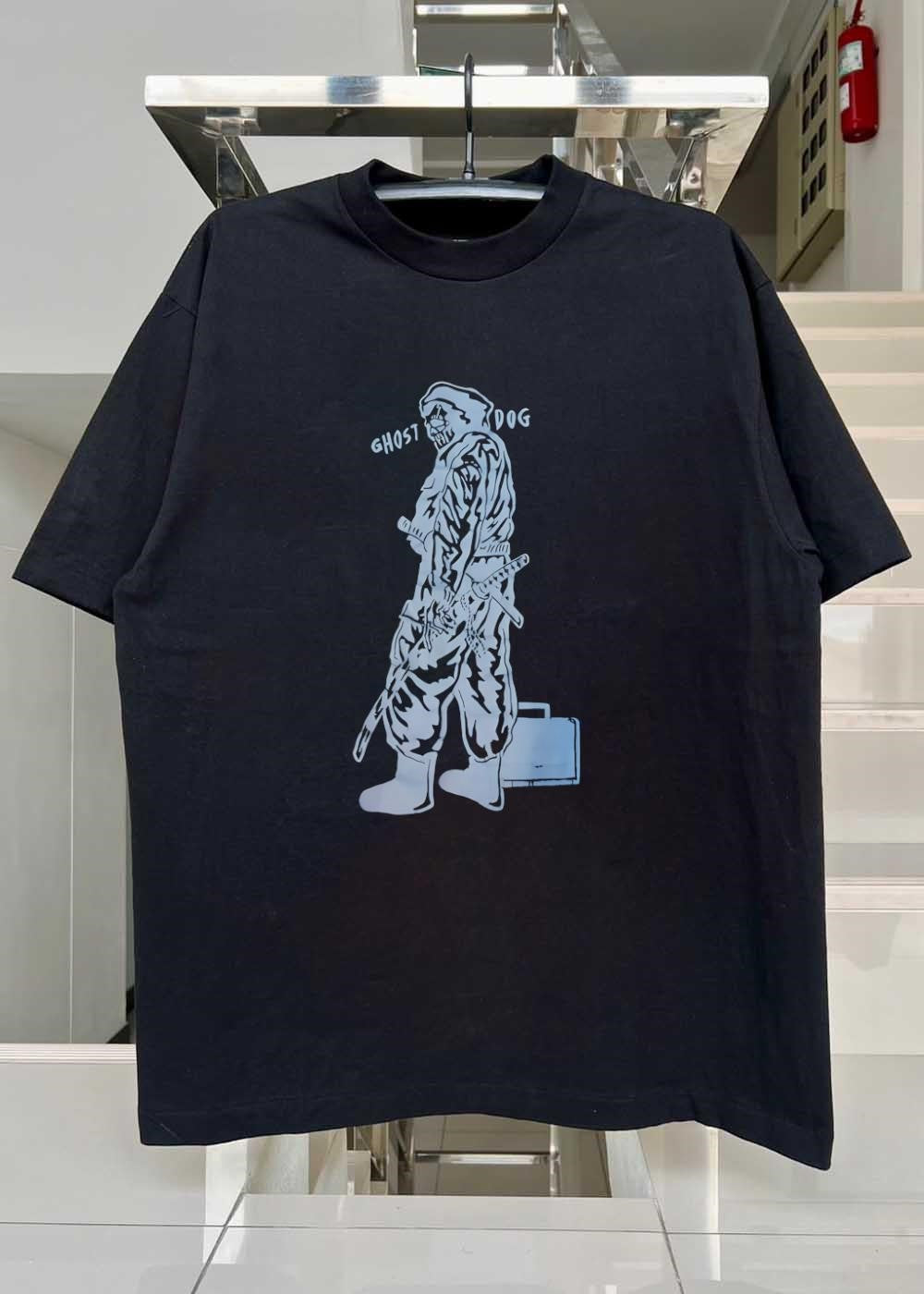 Ghost Dog Samurai Warrior with Sword and Briefcase Graphic T-Shirt