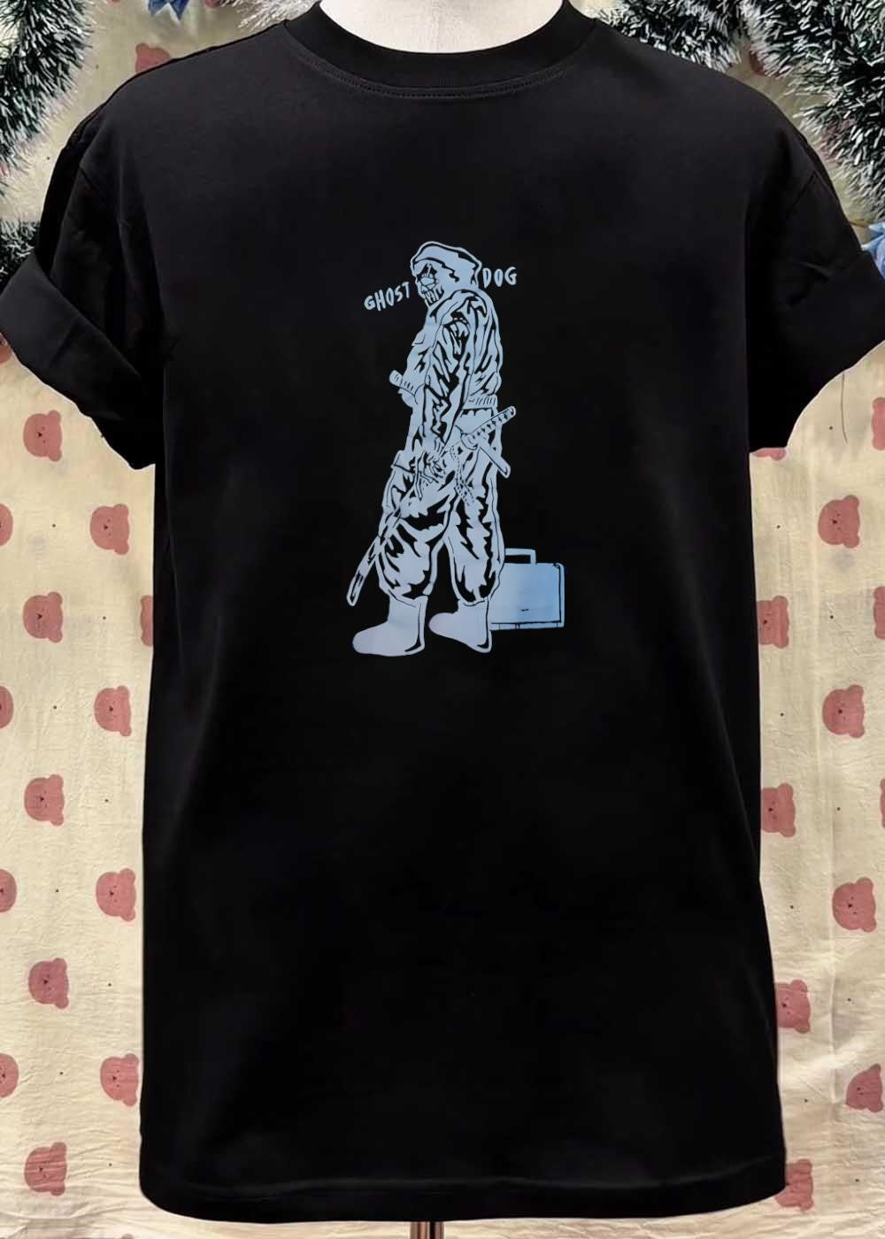 Ghost Dog Samurai Warrior with Sword and Briefcase Graphic T-Shirt