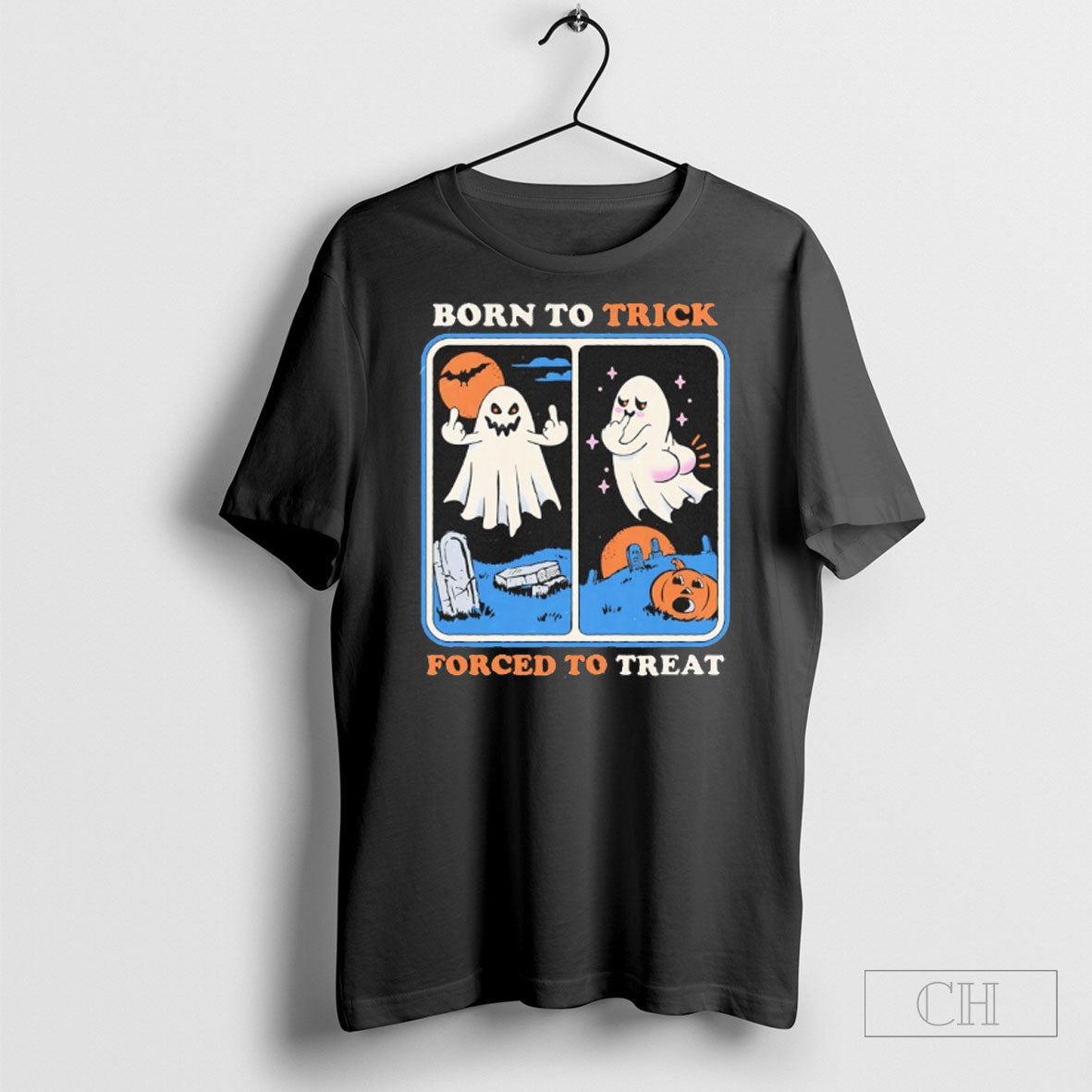 Ghost Born To Trick Forced To Treat Halloween Shirt Unisex