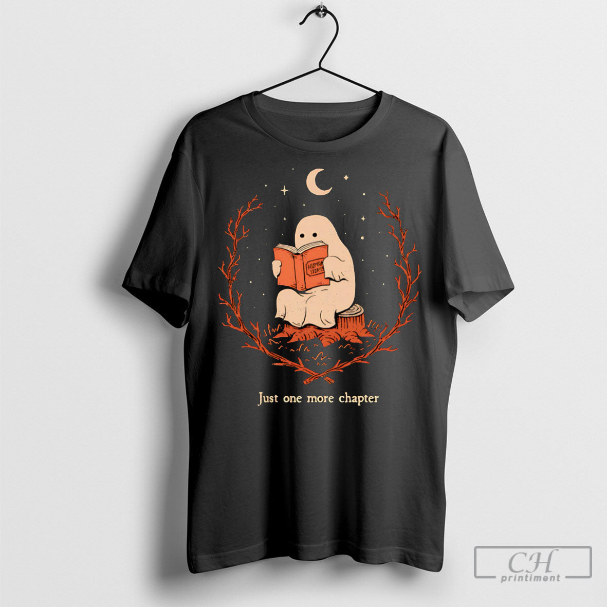 Ghost Reading Book Just One More Chapter Shirt Unisex